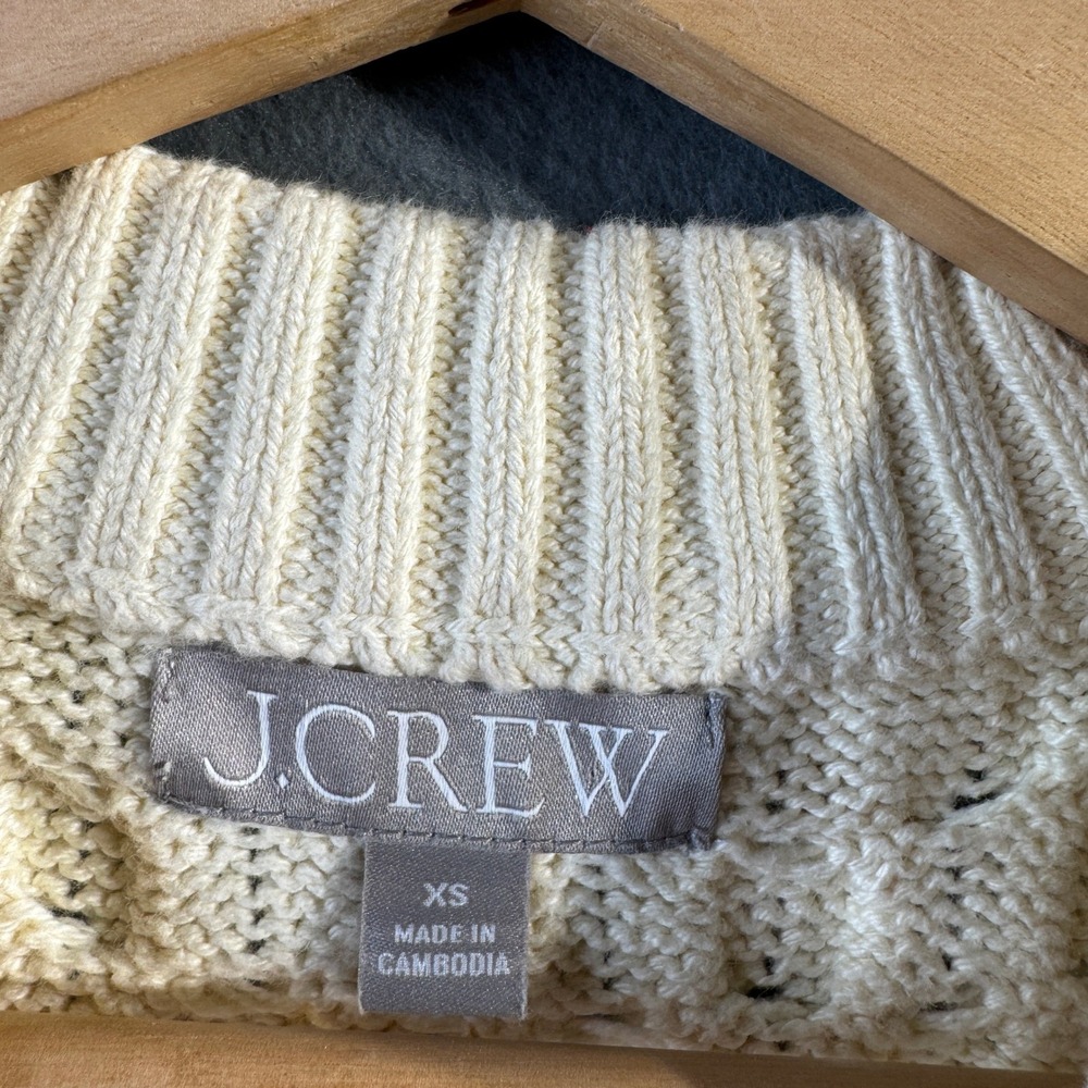 J.Crew Womens Ivory Cotton Cable Knit Crewneck Sweater BV360 XS - Picture 5 of 10